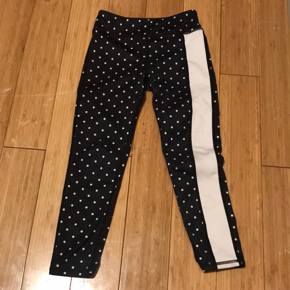 Zella Black Polka Dot Leggings with White Side Panel